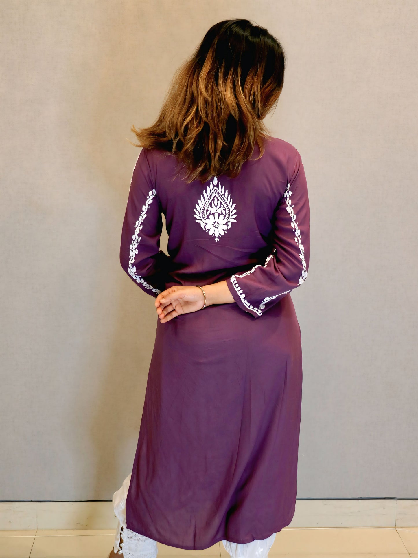 Purple Modal Chikankari Kurti