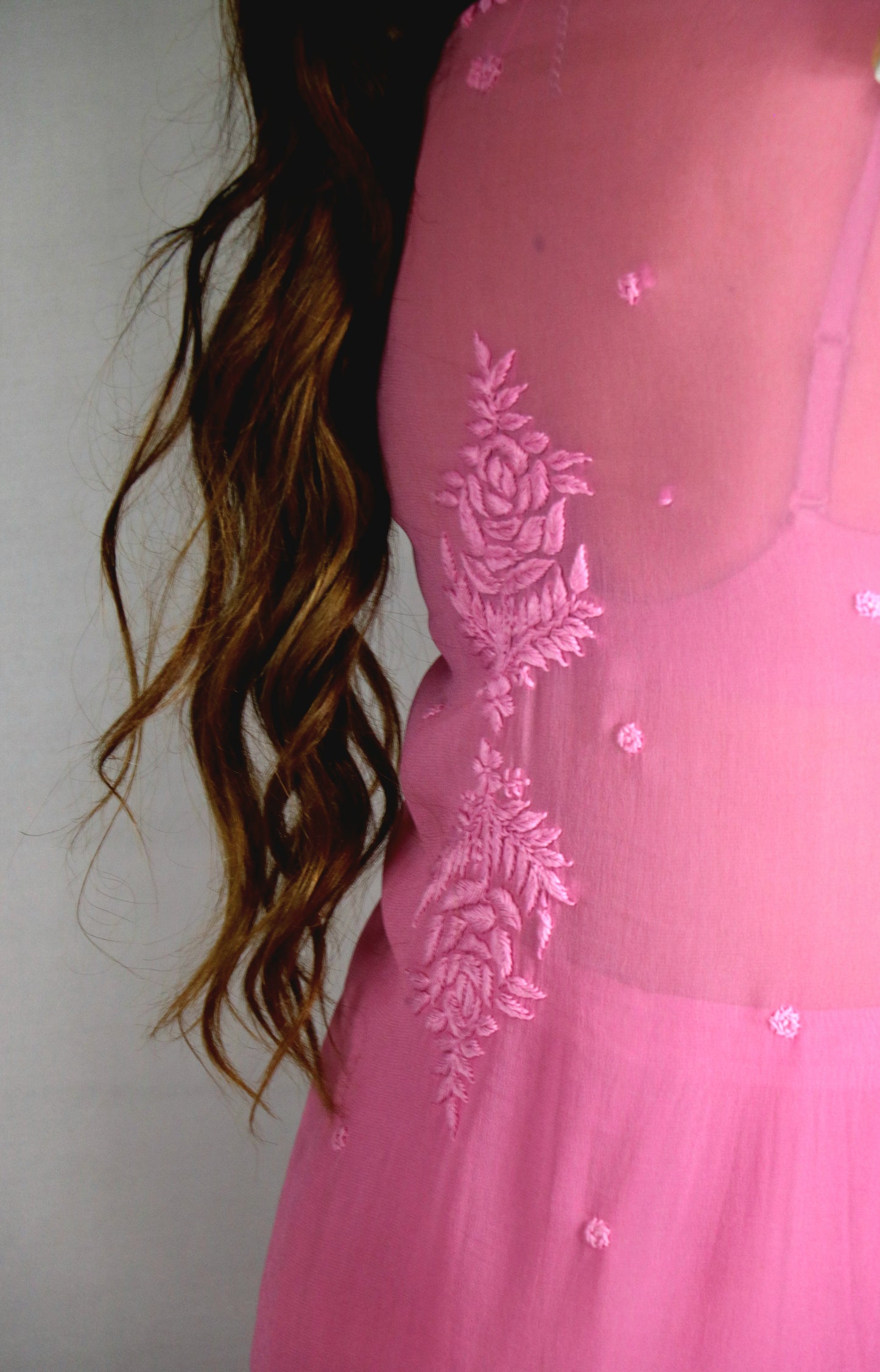 Pink Premium Viscose Chikankari Set