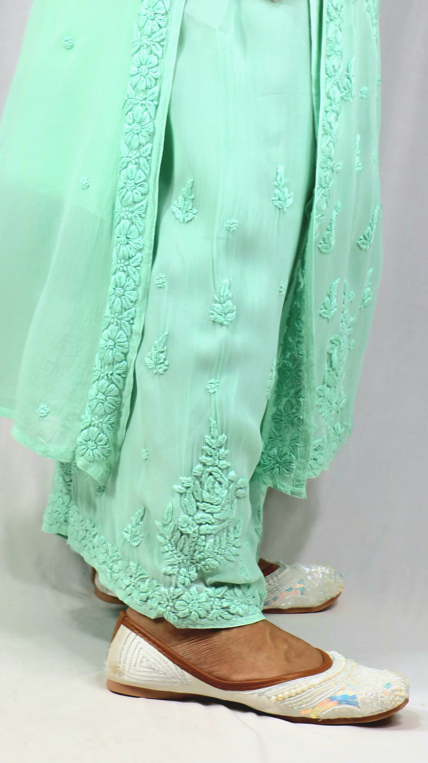 Sea Green Premium Viscose Chikankari Set