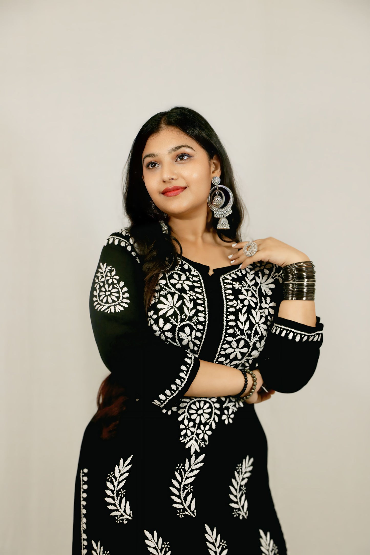 Black Modal Chikankari Kurti