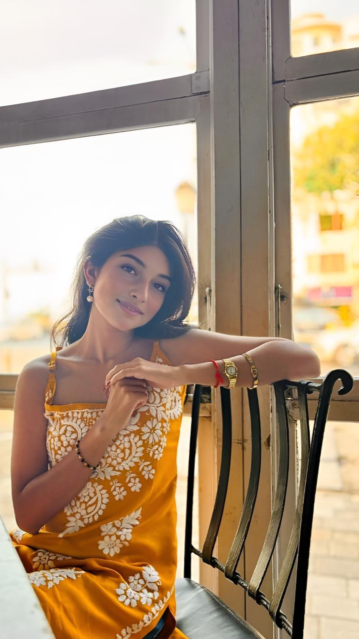 Yellow Strappy Chikankari Kurti