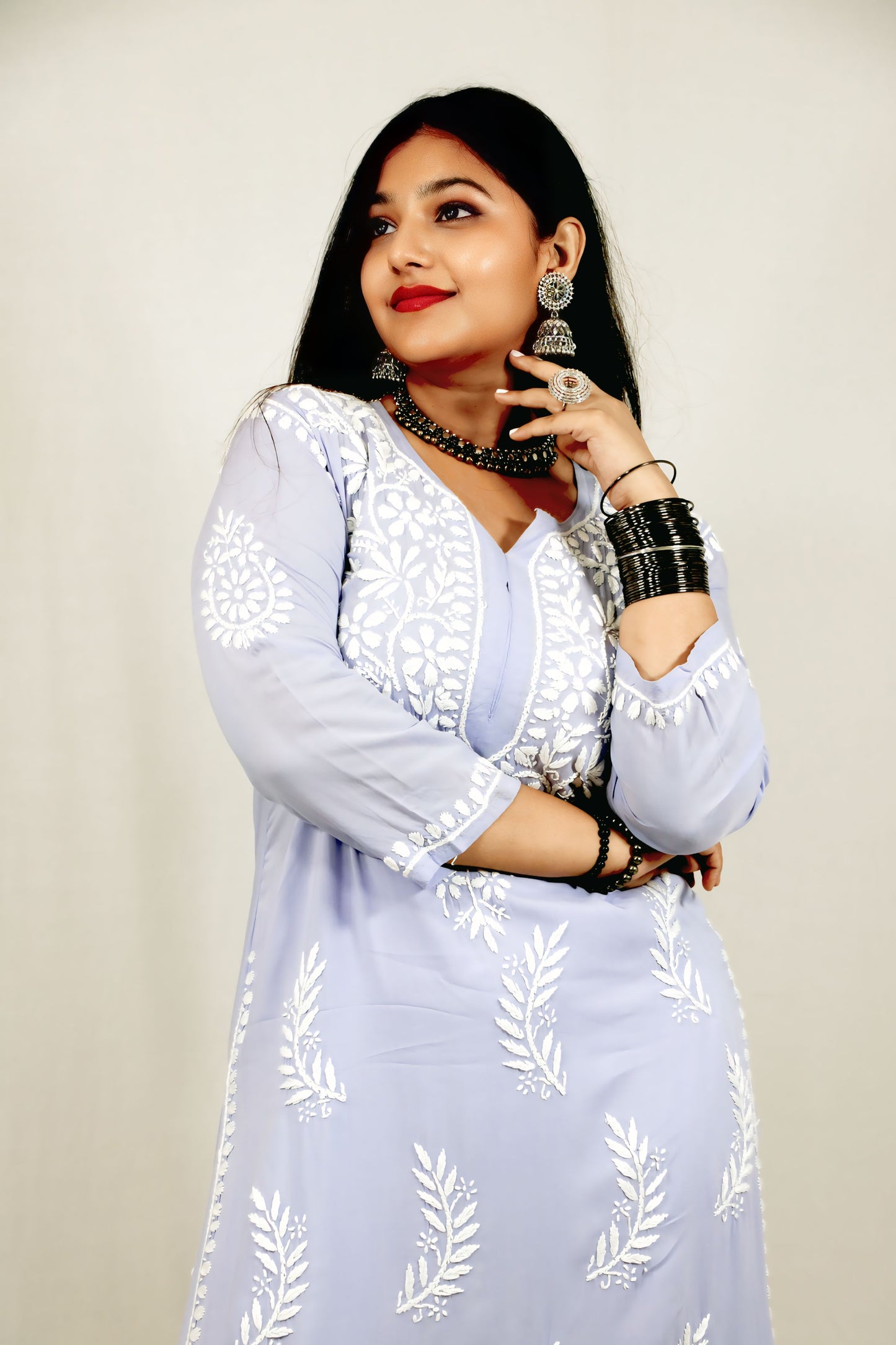 Lavender Modal Chikankari Kurti