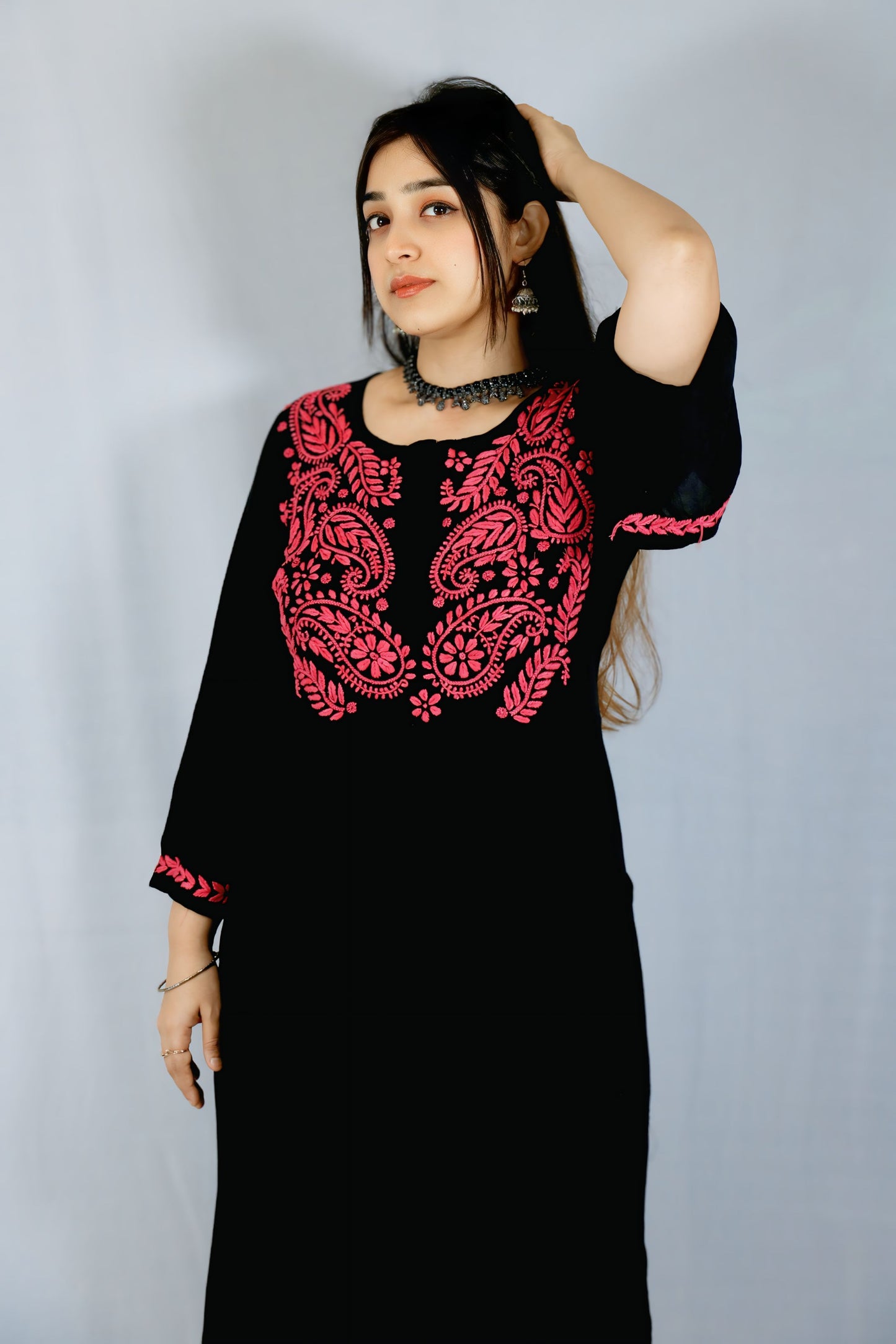 Black Modal Chikankari Co-ord Set