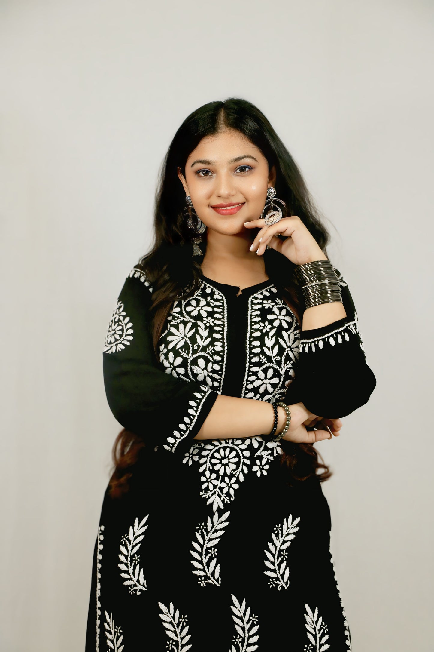 Black Modal Chikankari Kurti