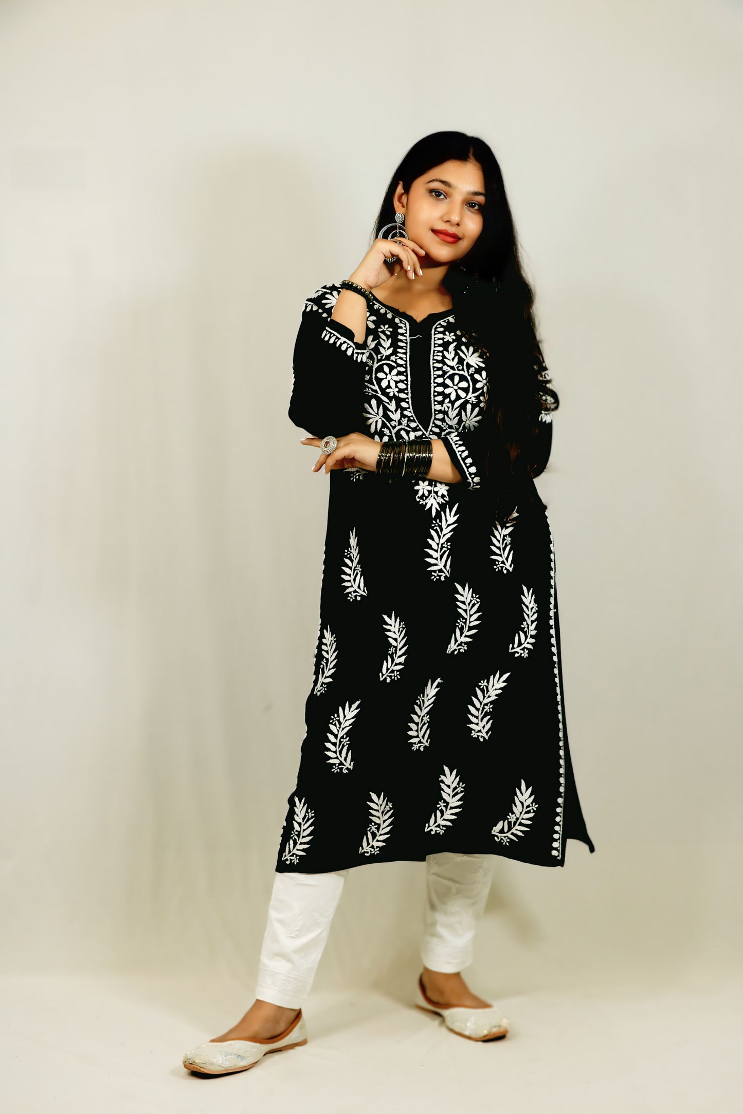 Black Modal Chikankari Kurti