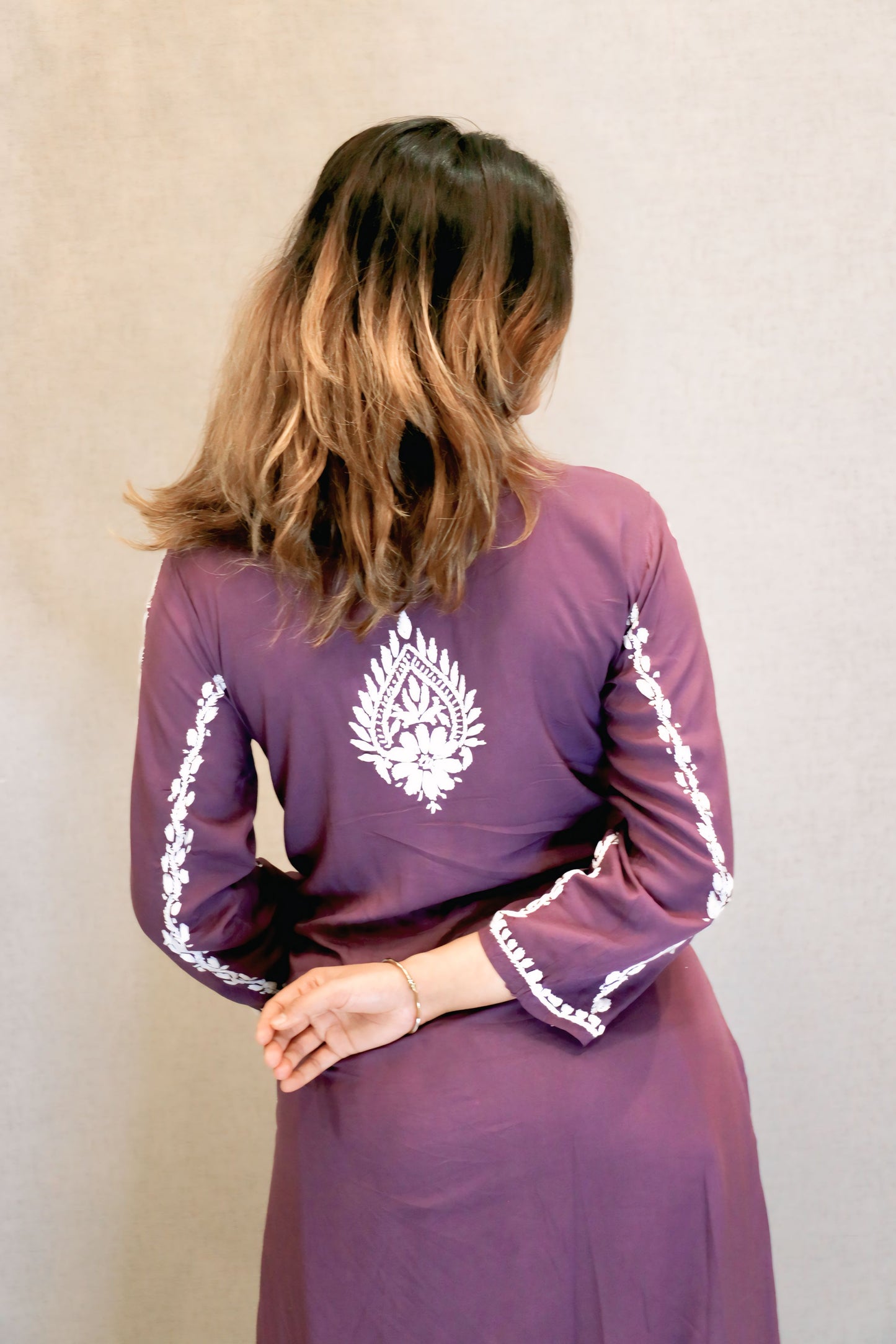 Purple Modal Chikankari Kurti