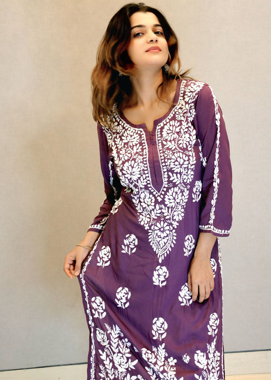 Purple Modal Chikankari Kurti