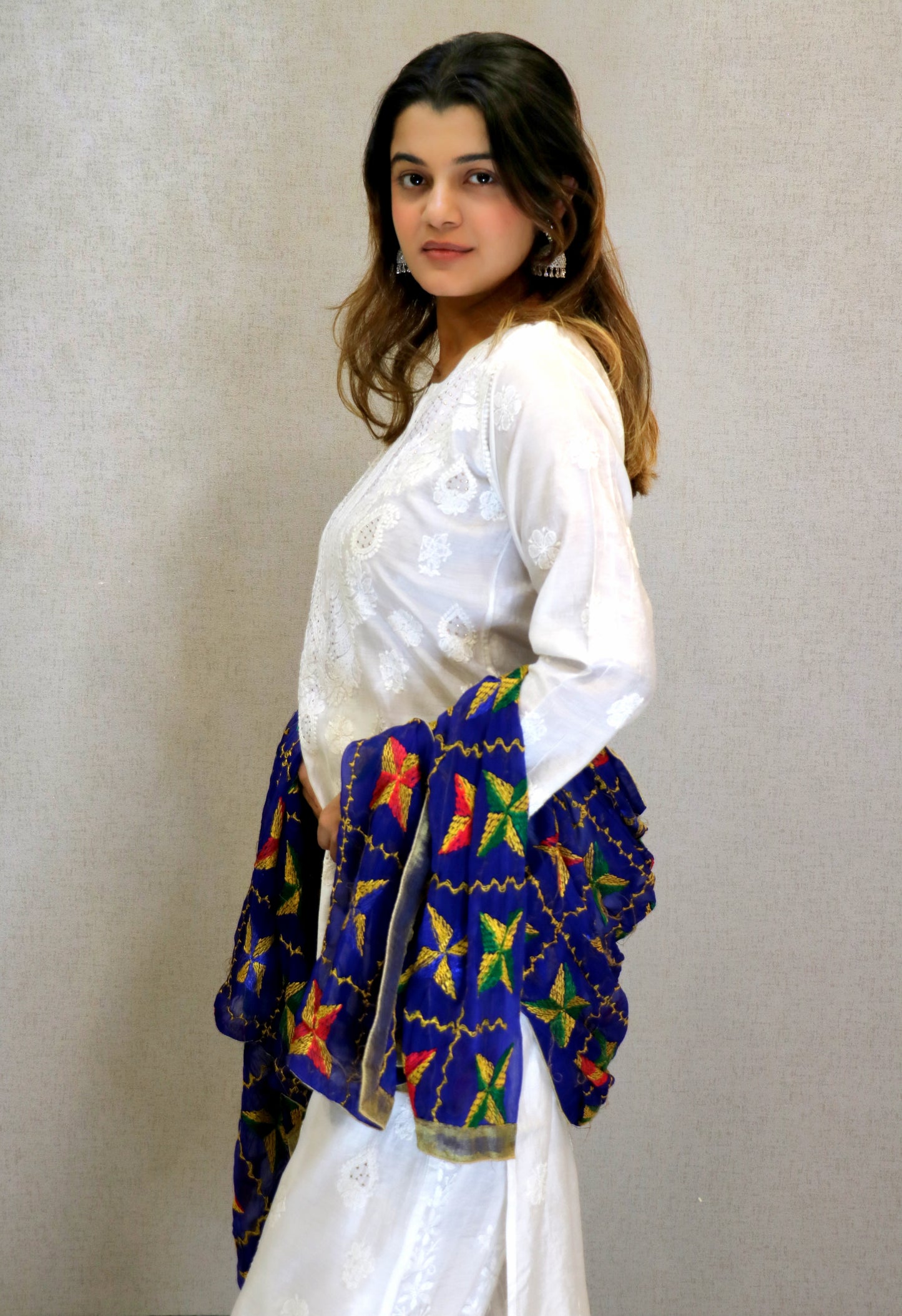 Pure White Chikankari Kurti with Mukaish