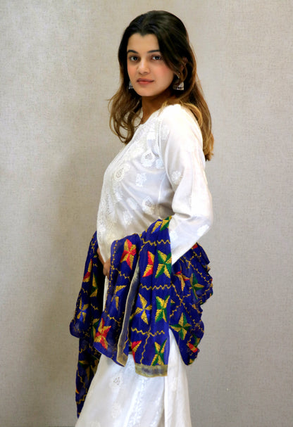 Pure White Chikankari Kurti with Mukaish