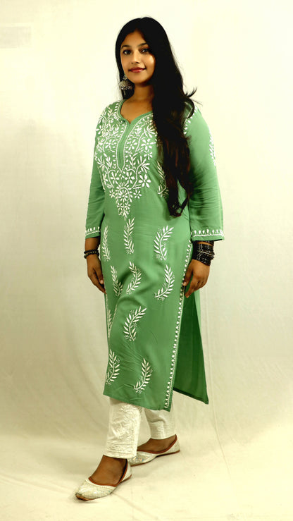 Green Modal Chikankari Kurti