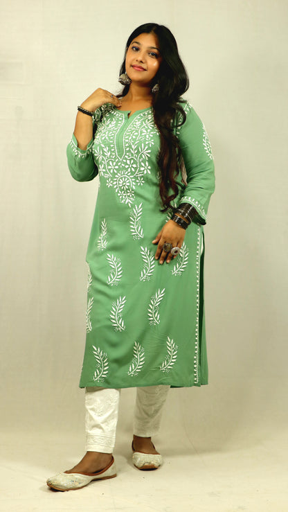 Green Modal Chikankari Kurti