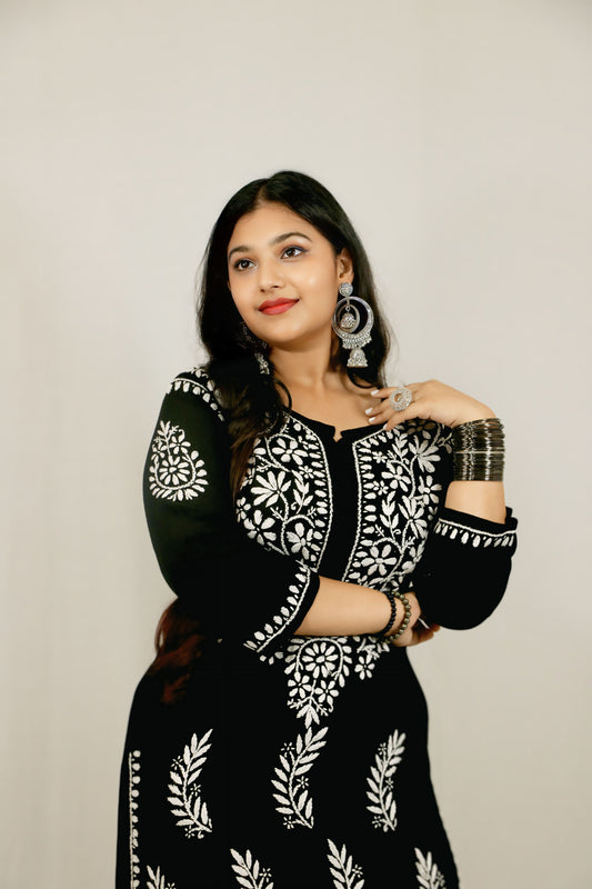 Black Modal Chikankari Kurti