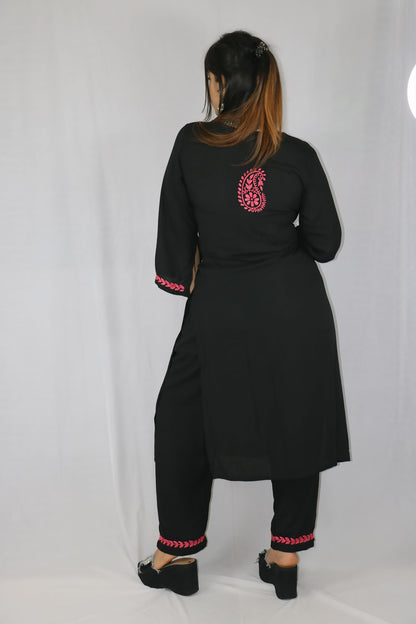 Black Modal Chikankari Co-ord Set