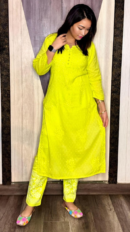 Cotton Chikankari Co-ord Set