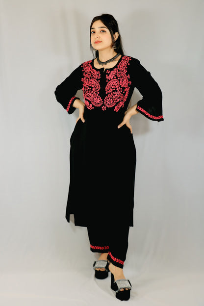 Black Modal Chikankari Co-ord Set