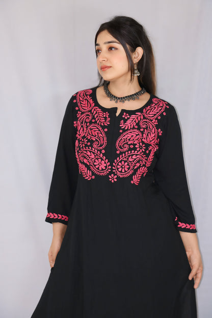Black Modal Chikankari Co-ord Set