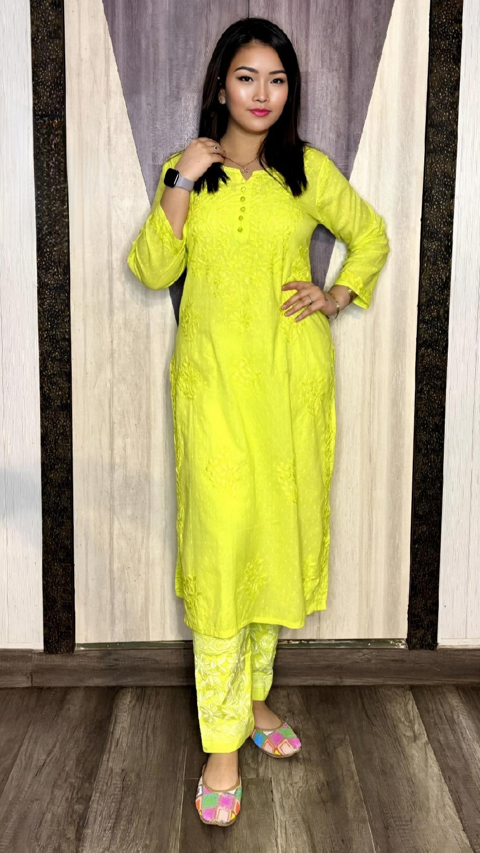 Cotton Chikankari Co-ord Set